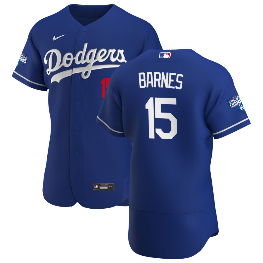 Los Angeles Dodgers 15 Austin Barnes Men Nike Royal Alternate 2020 World Series Champions Authentic Player MLB Jersey